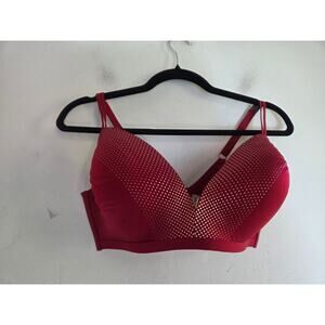 NWT Victoria Secret Red w/Gold Lightly Lined No Wire Bra size 38DD